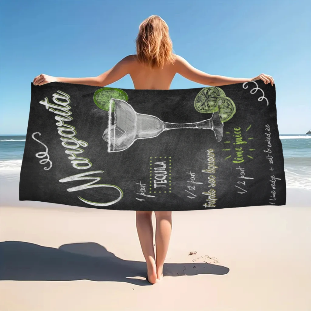 

Quick Drying Beach Towels Vintage-Cocktail-Tin-Sign Oversized 30x60inch Printing Towel Super Absorbent Pool Towel Blan