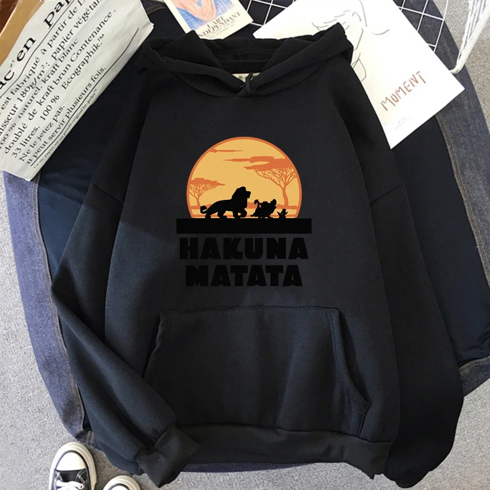 Autumn New 2024 Warm Women Hoodies The Lion King Anime Hooded Mens Disney Cartoon Print Streetwear Casual Fashion Sweatshirts