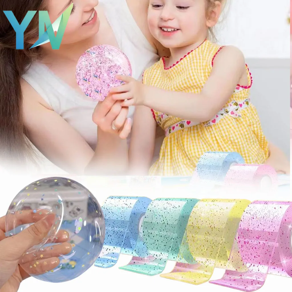 Glitter Nano Tape Bubble Slime Putty Kit Stretchy Glue Adhesive Fidget for Stress Relief DIY Hole Squeeze Sensory Play