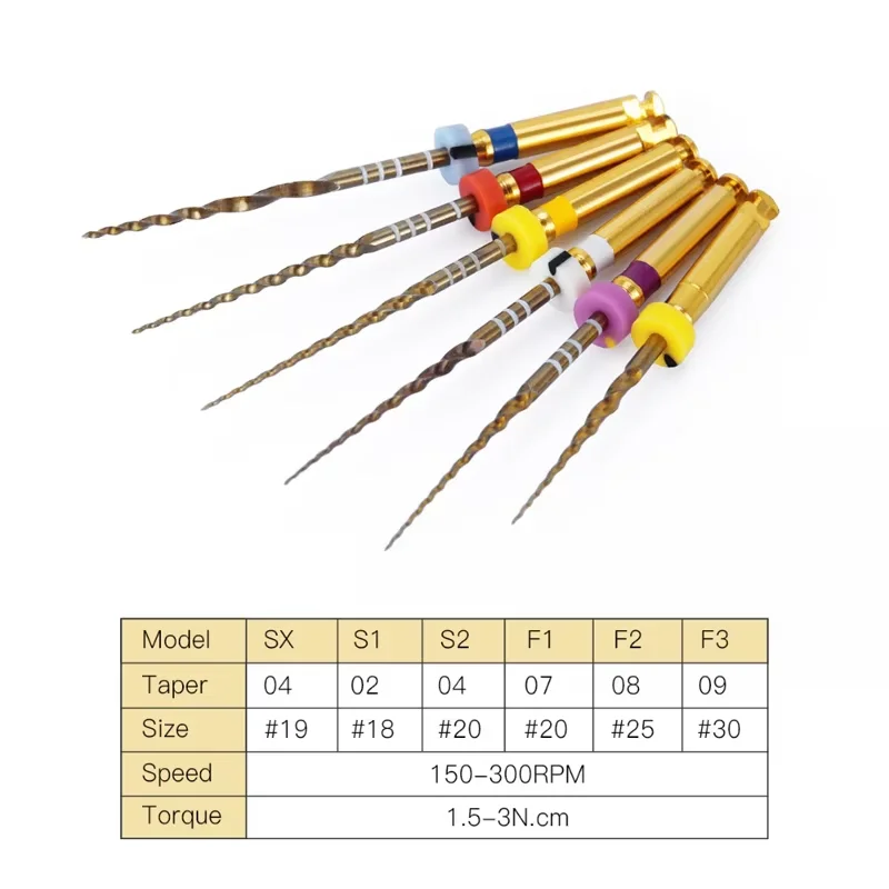 5 عبوات 30 قطعة من ملفات Dental SX-F3 الذهبية الاحترافية، ملفات إندو NITI الدوارة للأسنان، ملفات طب الأسنان اللبية