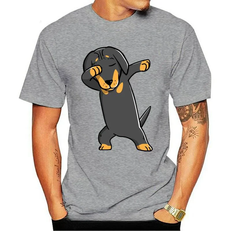 Man Clothing Cool Dabbing Dachshund Design T-shirt Unique Fashion T-Shirt Funny Doxie Print Casual Tees Summer Round Collar 2024