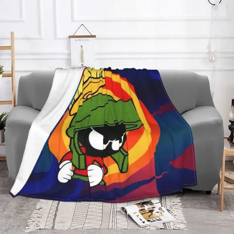 Marvin The Martian Cartoon Blanket Fleece Decoration Breathable Lightweight Thin Throw Blanket for Bed Office Bedding Throws