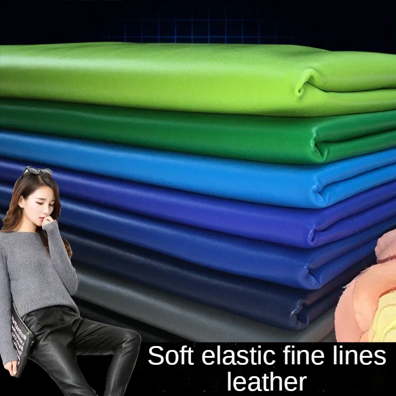 Stretch Fake Leather Fabric By The Meter for Sofa Covers Dresses Sewing Plain Soft Comfortable Waterproof Pu Cloth Anti-wrinkle