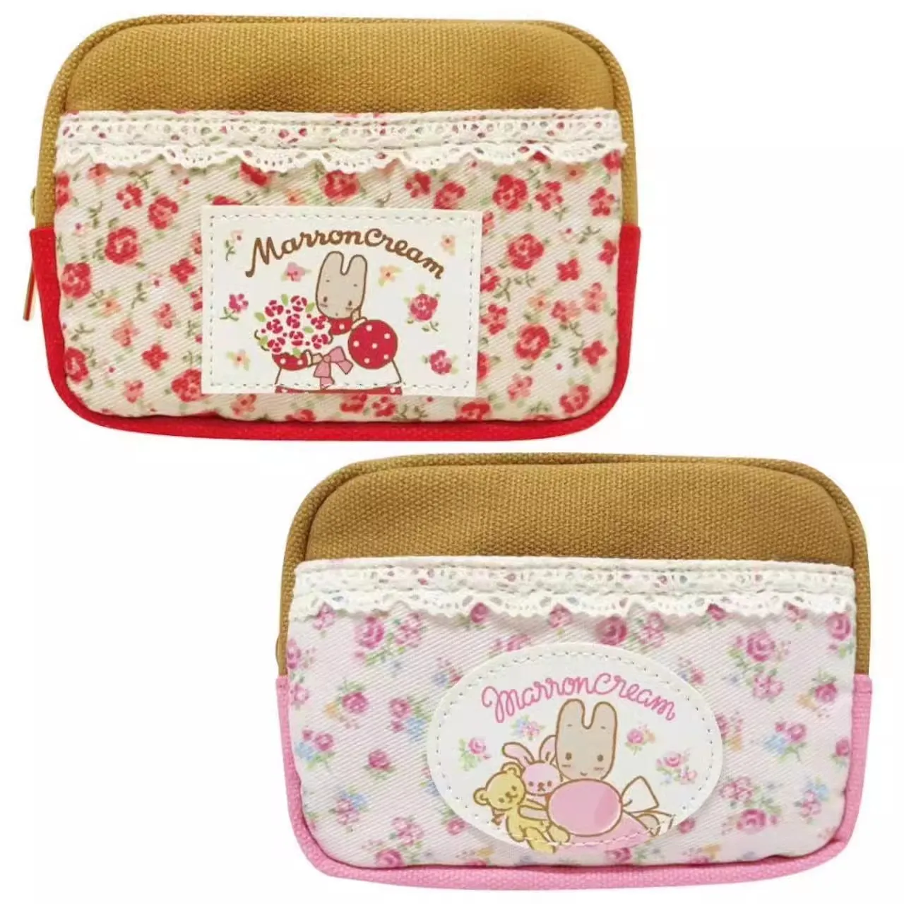 New Cute Anime Marron Cream Rabbit Girls Children Make up Cases Cosmetic Bags Coin Purse For Women