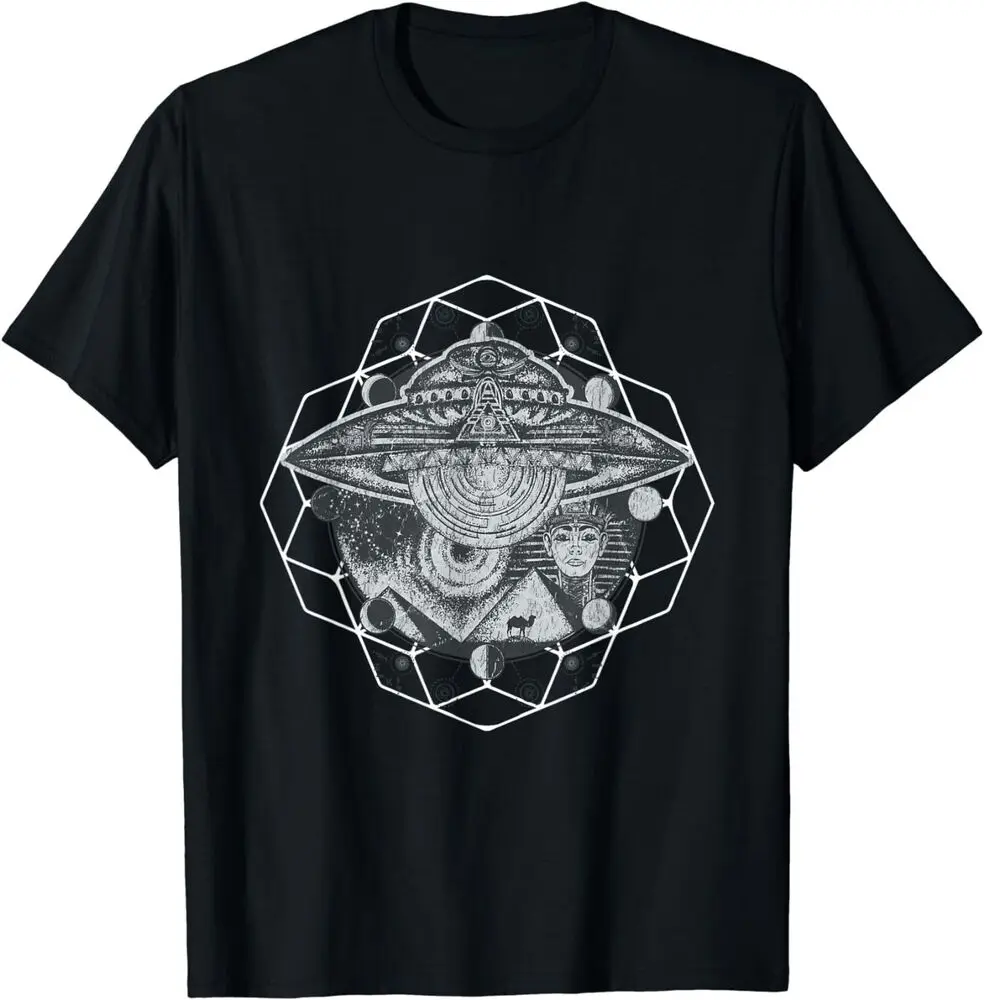 Sacred Geometry Shirt Abstract Spiritual UFO Space Tee T-Shirt For Men Clothing Women Short Sleeve Tees High Quality 100%Cotton