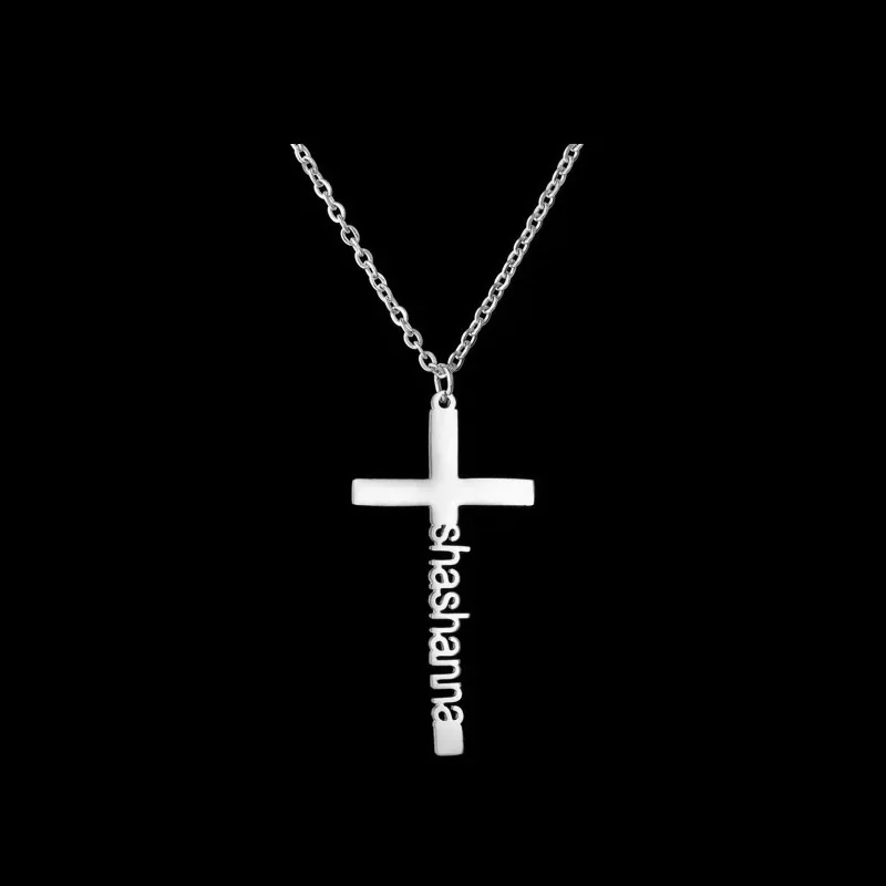 اسم شخصي الصليب قلادة مخصصة الفولاذ المقاوم للصدأ عقد ذهب الصليب قلادة تصميم بسيط الأزياء والمجوهرات هدية عيد ميلاد
