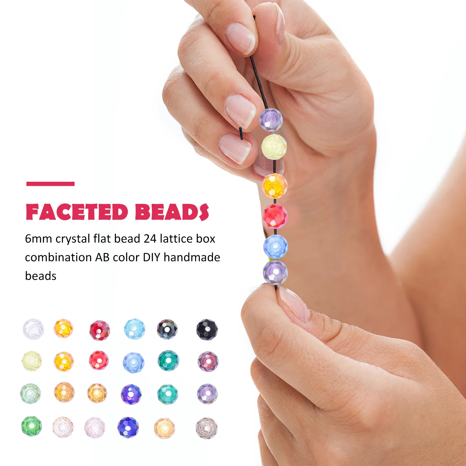 

1 Box Faceted Crystal Beads Loose 6mm DIY Bracelet Necklace Earrings Craft Accessories Beads Water Drop Combination