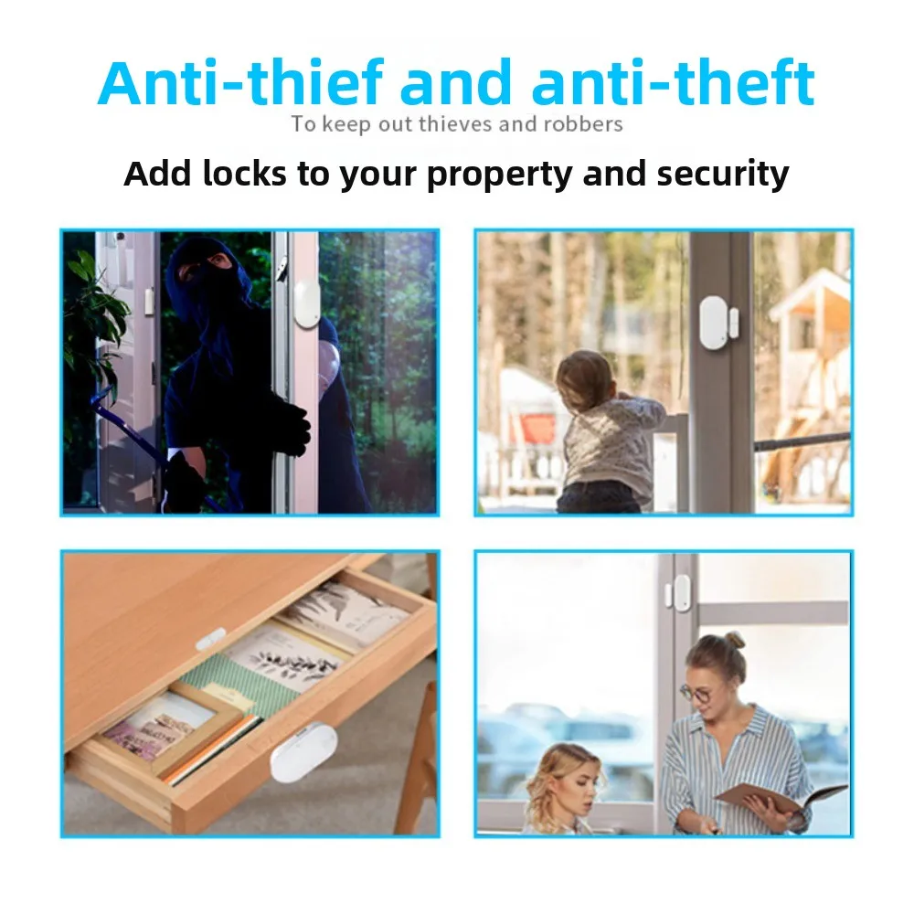 120dB Door Window Alarm  Wireless Magnetic Security Sensor with Loud Siren  Easy Install Anti Theft Alert  Home Office