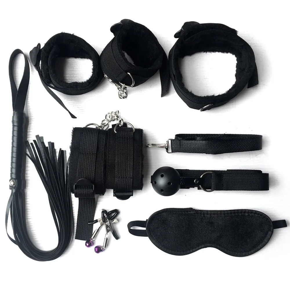 Plush Adult Sex Toys Nylon Classic 7-Piece Set Bdsm Trainer Master Slave Toy Adult Fun Kit for Couples