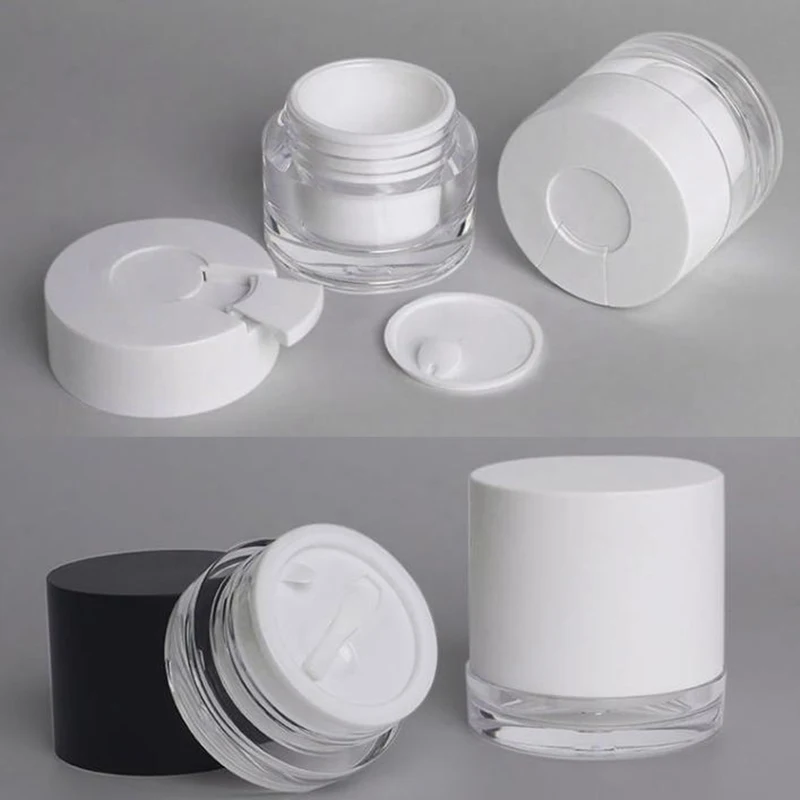 1pcs Plastic Cream Jar With White Liner Cream /Lotion Bottle Cosmetic Container Refillable Bottles With Spoon