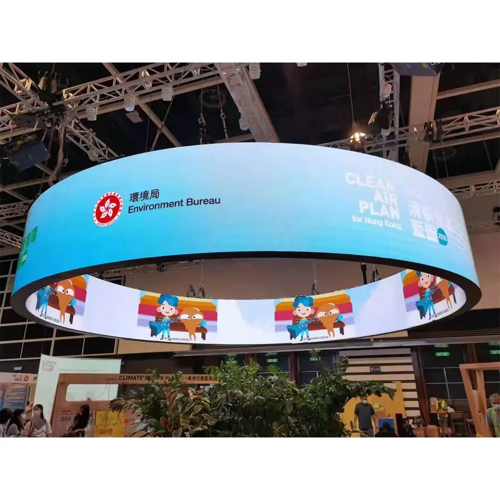 360 Degree Small Light Emitting Diode Billboard Screen Flexible Scrollable Display Roof Cylinder Cylinder Panel 2m