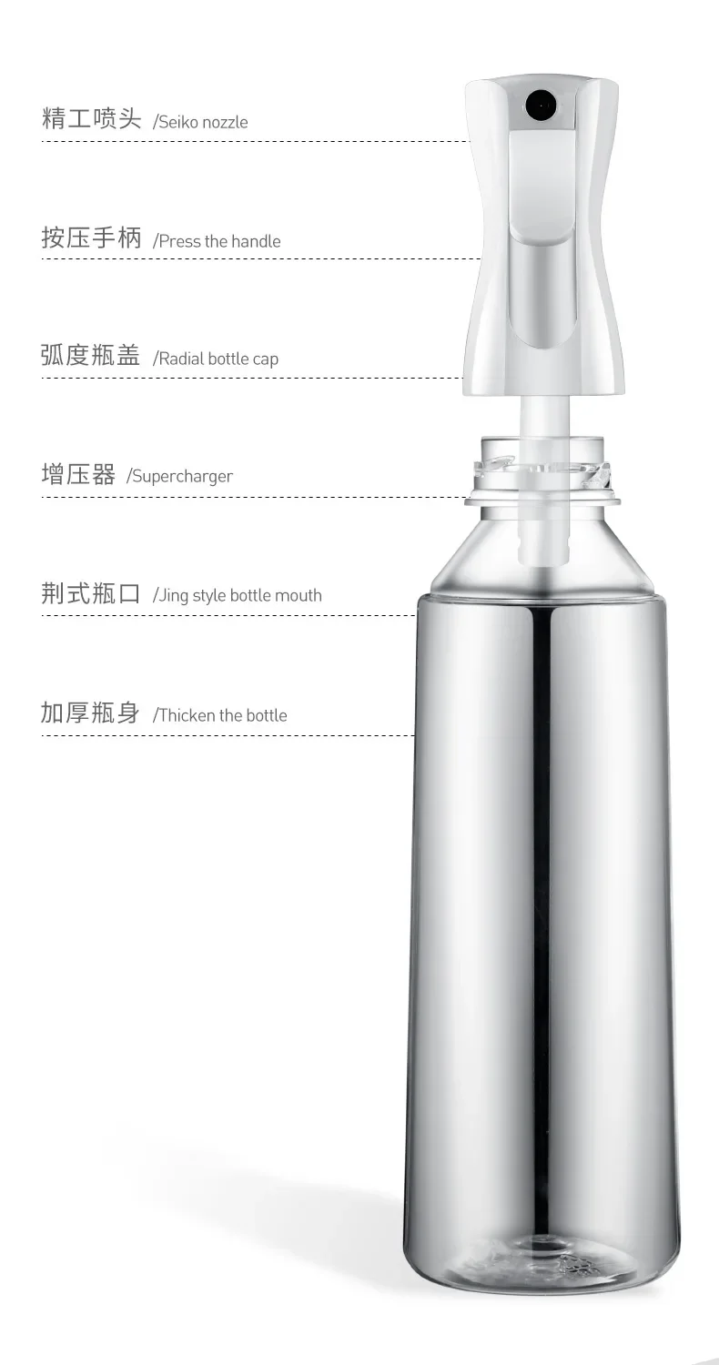 500/300/200ml Hair Spray Bottle Refillable Bottles Continuous Mist Watering Can Automatic Salon Barber Water Sprayer Hair Tools