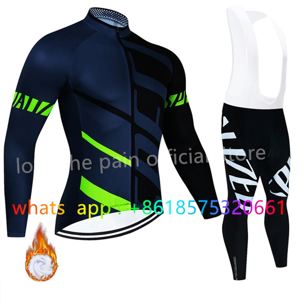 

Зимняя велосипедная одежда, мужской комплект из Джерси с длинным рукавом, Теплая Флисовая одежда для езды на велосипеде