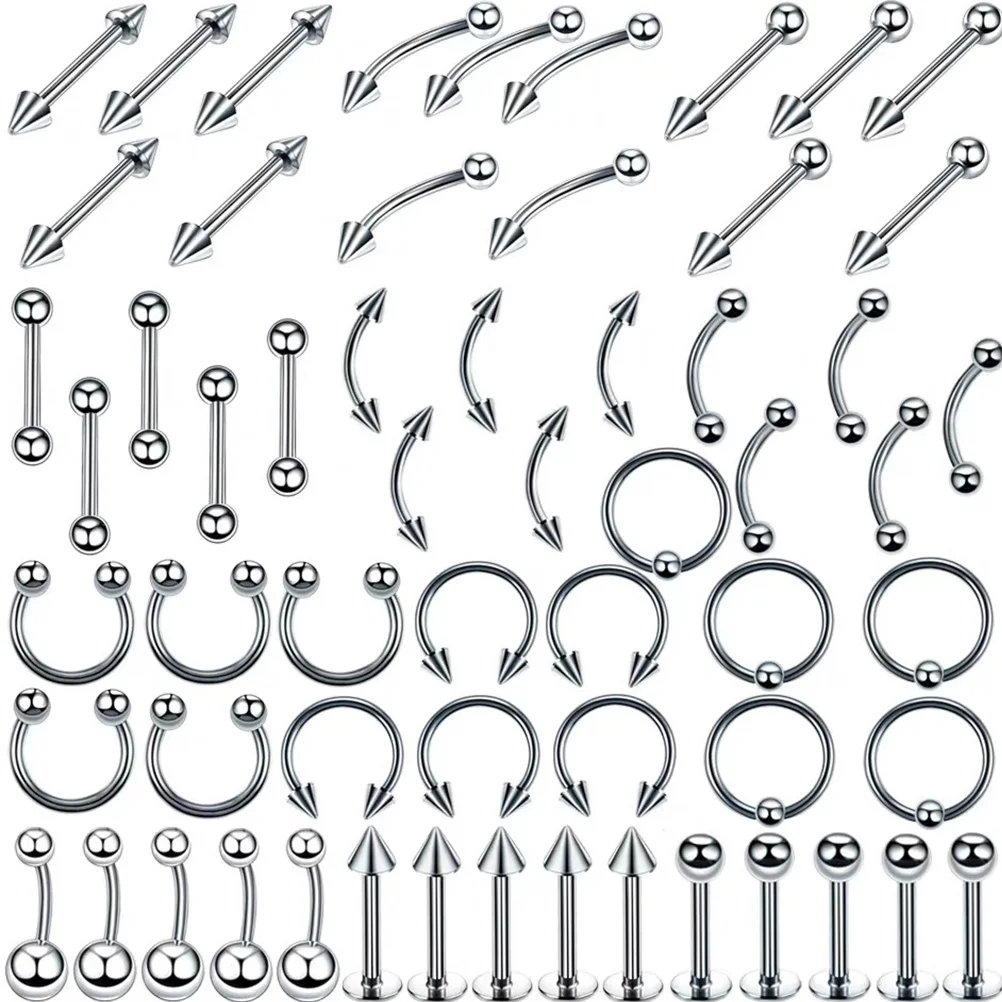 

120pcs Stainless Steel Piercing Jewelry Set Navel Ring Body Jewelry For Women Belly Button Fashion Hypoallergenic Smooth