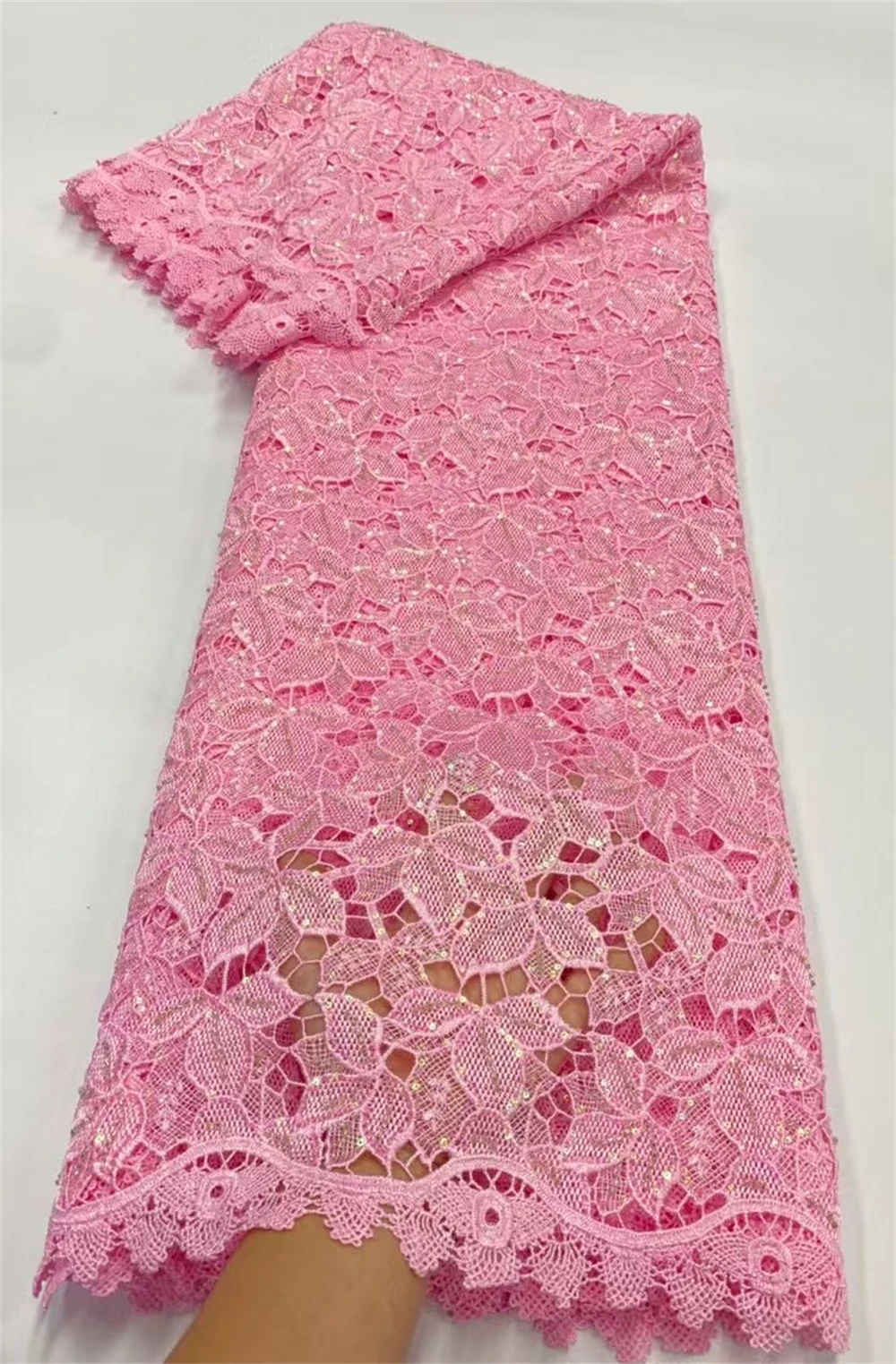 African Nigerian Tulle Lace Fabric,Sequins Embroidery, French Guipure Party Dress Fabric for Sewing, High Quality, 5Yards, 2025