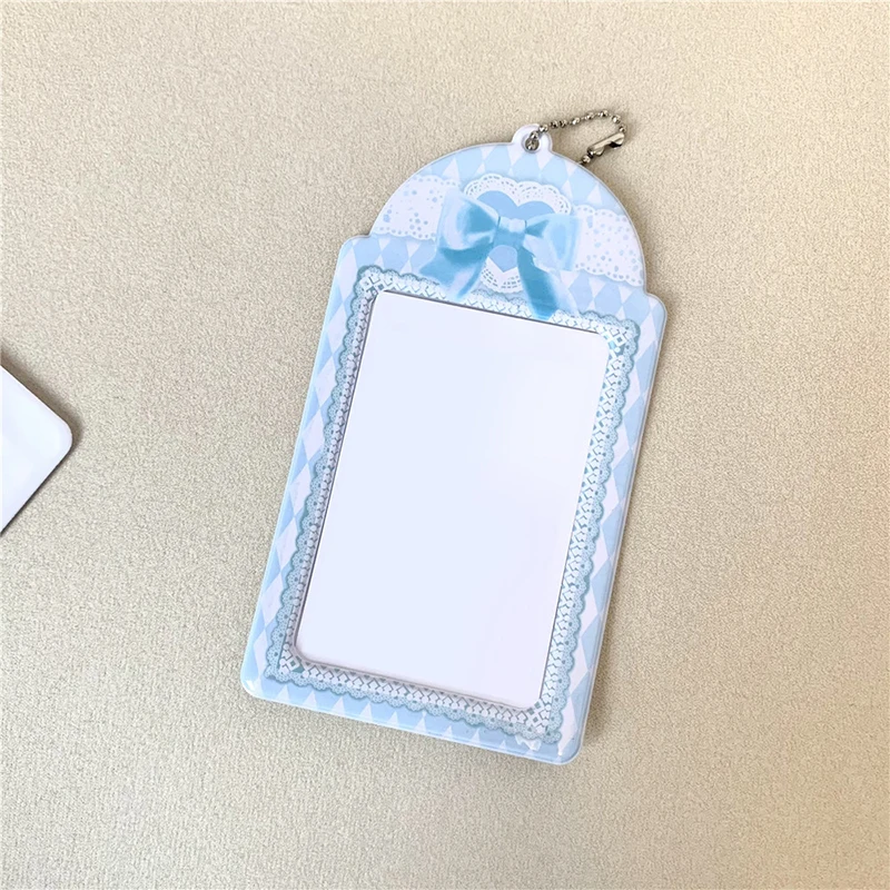 Bowknot Lace 3-inch PVC Card Holder Korean Simple Campus Card Cover Idol Photocards Protector Traffic Card Storage Pendant