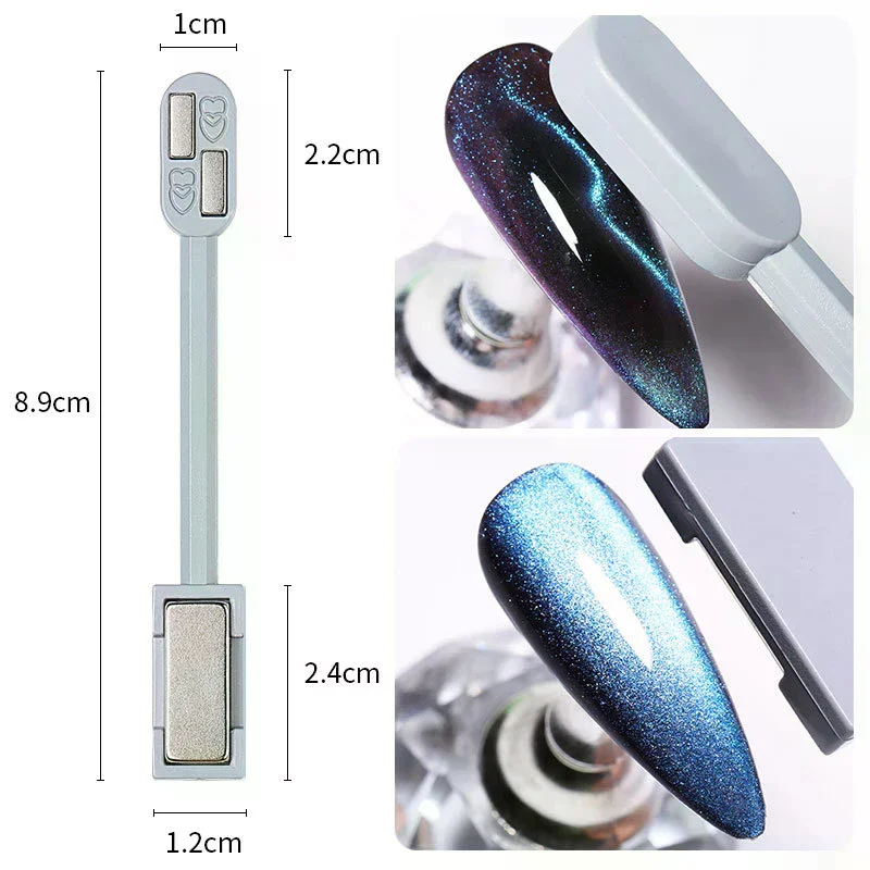 Magnetic Stick Cat Eye Magnet Cube Double Headed Nails Strong Nail Art For UV Gel Polish Nails Art Design Glitter Effect