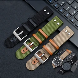 Brand New 20MM 22MM 24MM Fast Release Universal Watch Band Vintage Nylon Leather Strap Wristband Replacement Wrist Watch Strap