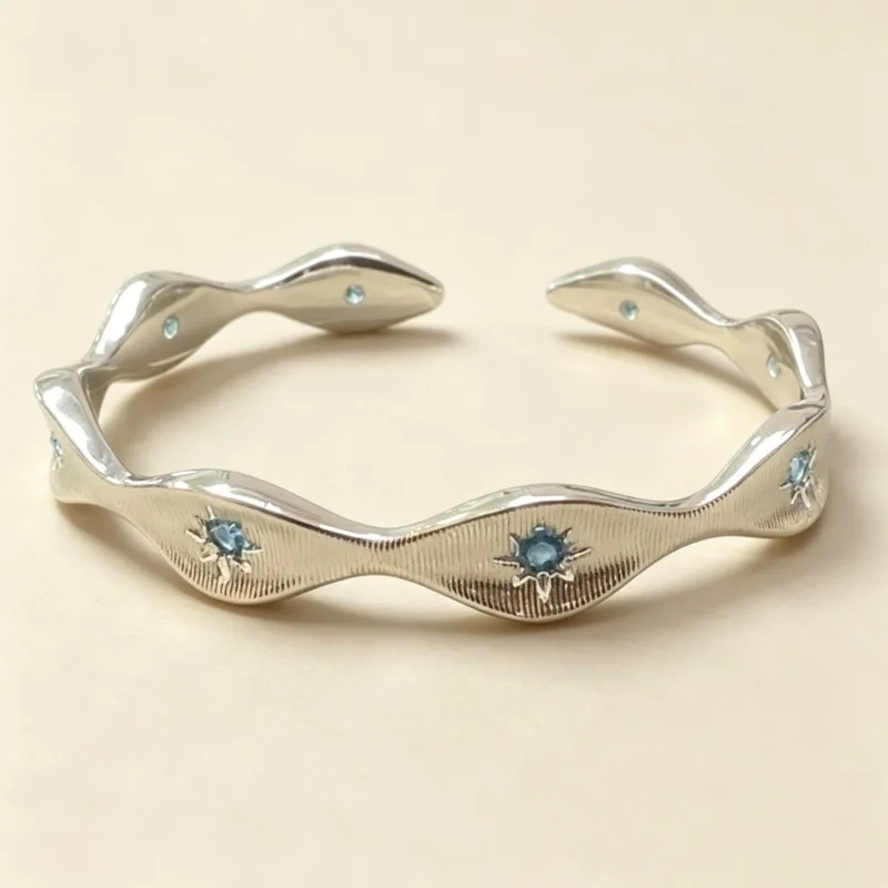 925 Sterling Silver Bracelets for Women Men String Accessories Blue CZ Pattern Pendant Party Jewelry Gift