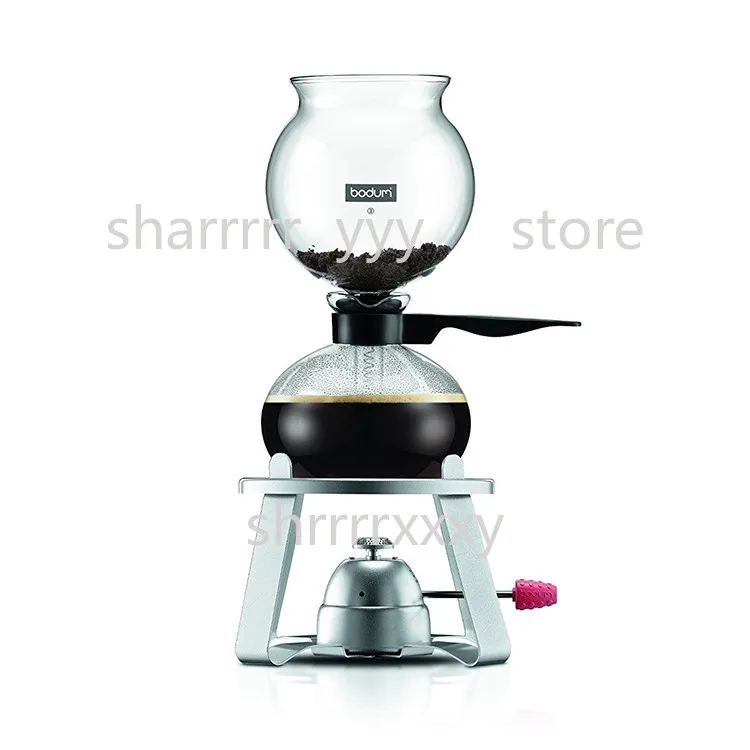 Bodum PEBO Stovetop Siphon Coffee Maker, 1L 8-Cup Vacuum Pot for Camping & Home, Glass Brewer with Alcohol Burner