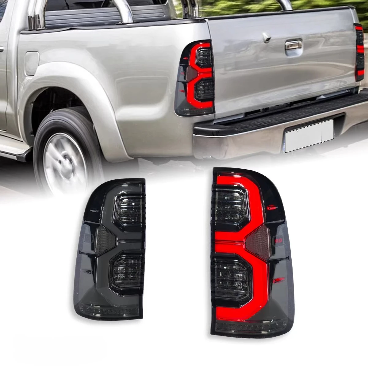 

For Toyota Hilux 2004-2014 Tail Light Assembly VIGO Modified LED Daytime Running Light Flowing Turn Signal Car Accessories
