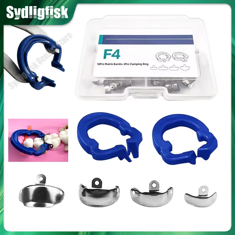 

Dental Sectional Matrix System Kit Sectional Contoured Metal Matrices Matrix Bands Resin Clamping Ring Autoclavable Dentist Tool