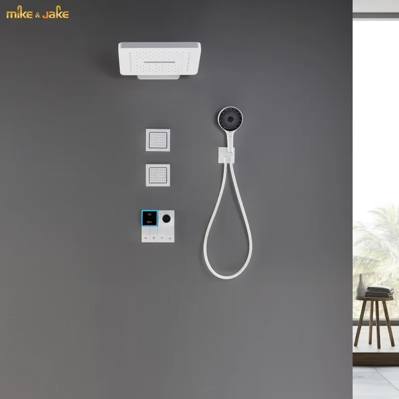 

Роскошный термостатический смеситель для тропического душа, трехфункциональный скрытый постоянный душевой набор, встроенный термостатический душевой набор