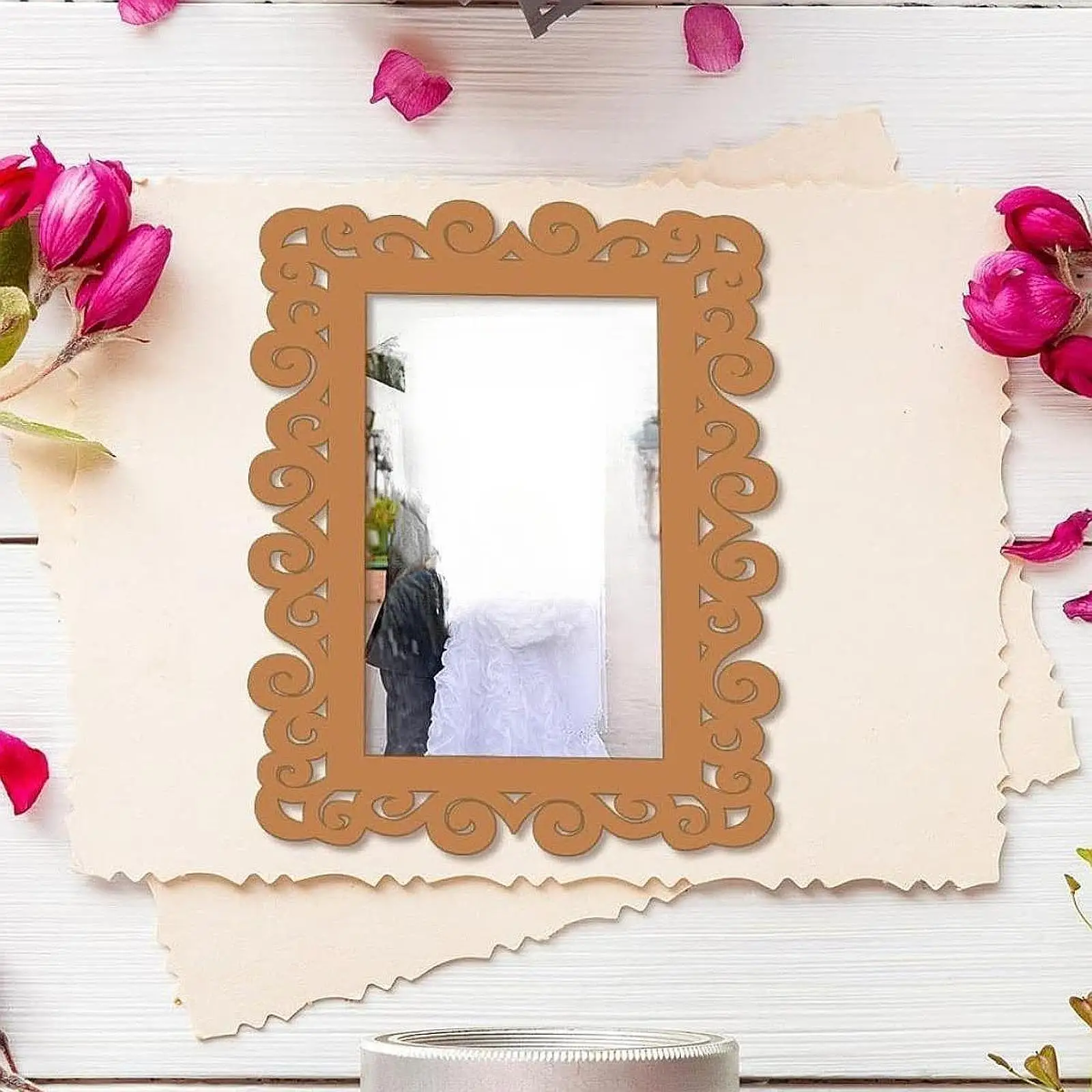 18 Pieces Decorative Photo Frames Accessories Rustic Display Frames for Home Decoration Background Paper Card Making Birthday