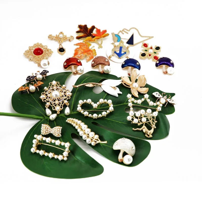 

Supply Pearl Brooch Pin Plant Leaf Mushroom Brooch Deer Pearl Brooch Pin