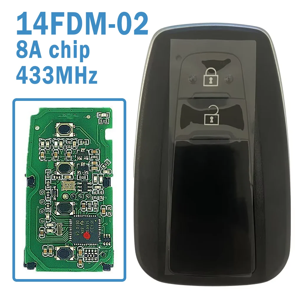 14FDM-02 Auto Smart Remote 2 Buttons 433MHz 8A Chip Replacement Smart Key Car Accessories For Toyota C-HR