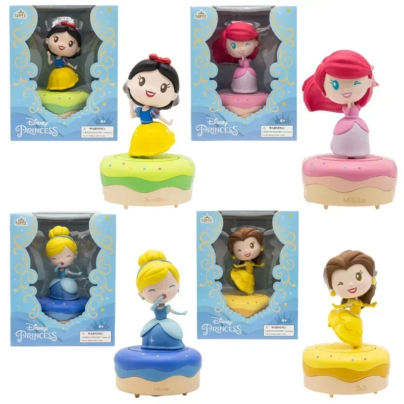 

Disney Snow White Ariel Cinderella Belle Princess Music Box Figures Model Toys Collection Desktop Ornament Kids Gifts