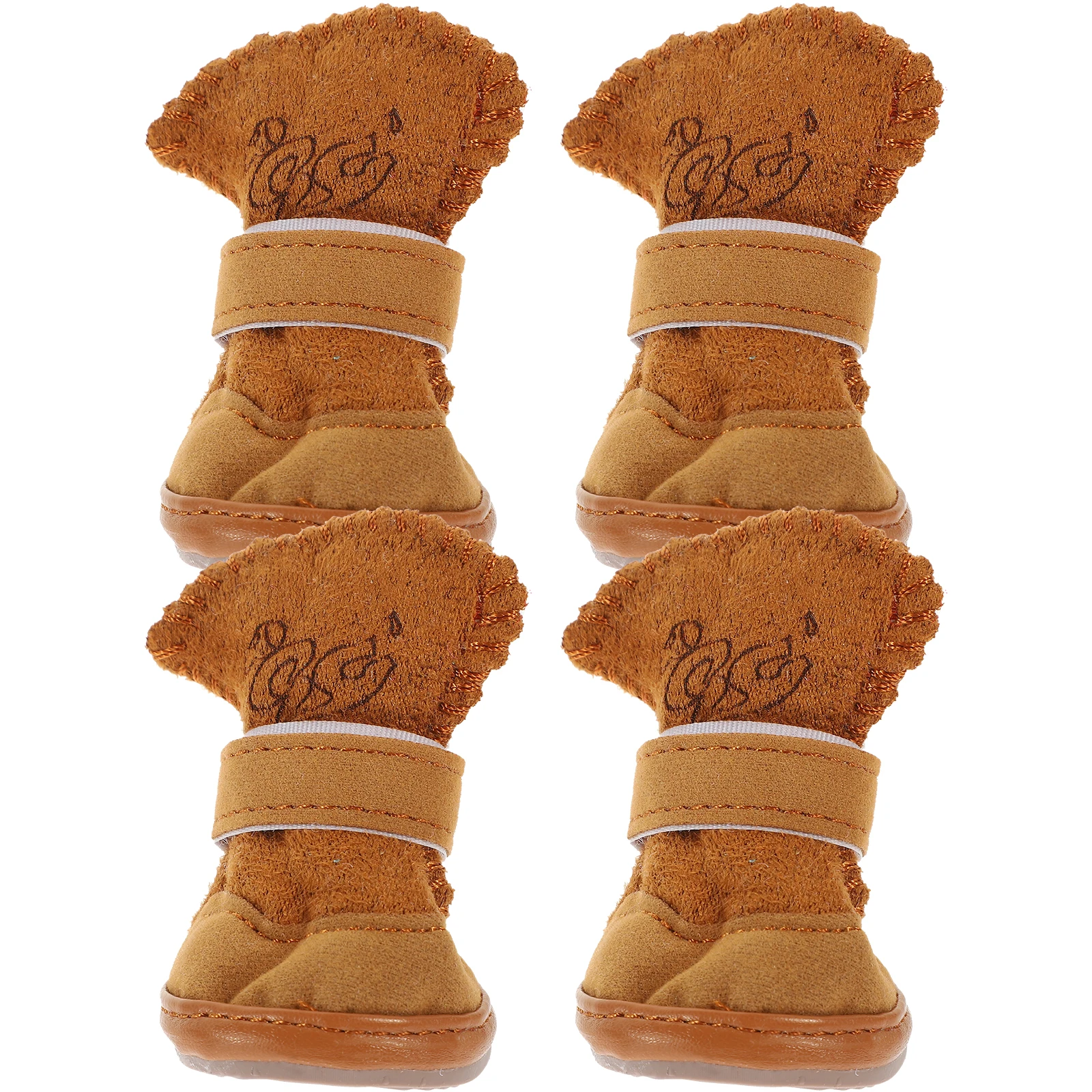 4개입 강아지 겨울 눈 부츠 면 플리스 안감 미끄럼 방지 고무 밑창 따뜻한 방수 애완동물 신발 야외 하이킹 러닝용