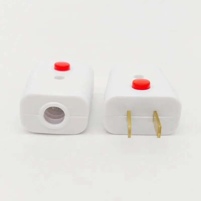 2 Pin Rewirable Power Plug With On Off Button Switch Flame Resistant Detachable Electrical Plug For Home Wiring Use