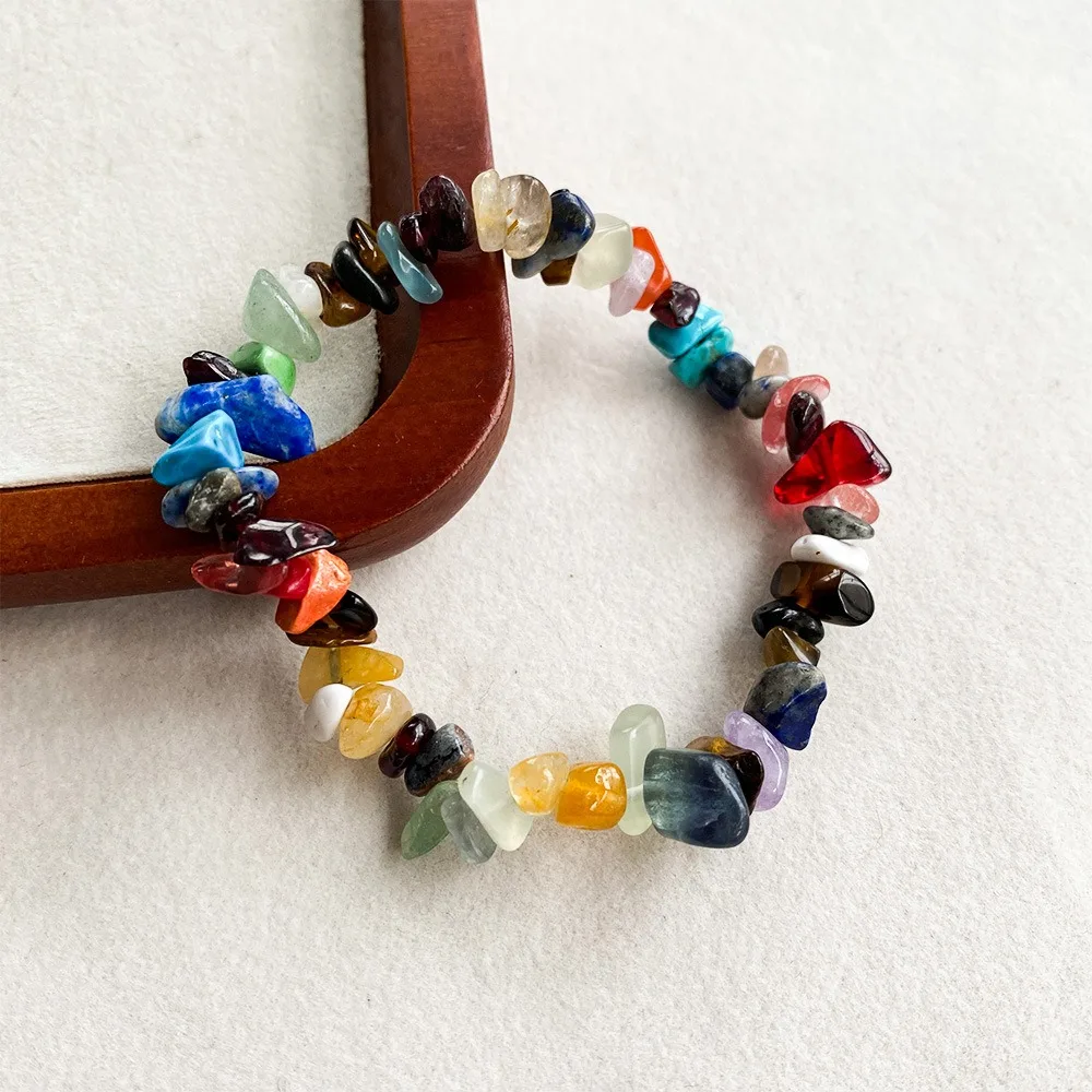 Natural Gem Stone Bracelet Amethyst Irregular Stretch Chip Beads Nuggets Quartz Bracelets Bangles Crystal Wristband for Women
