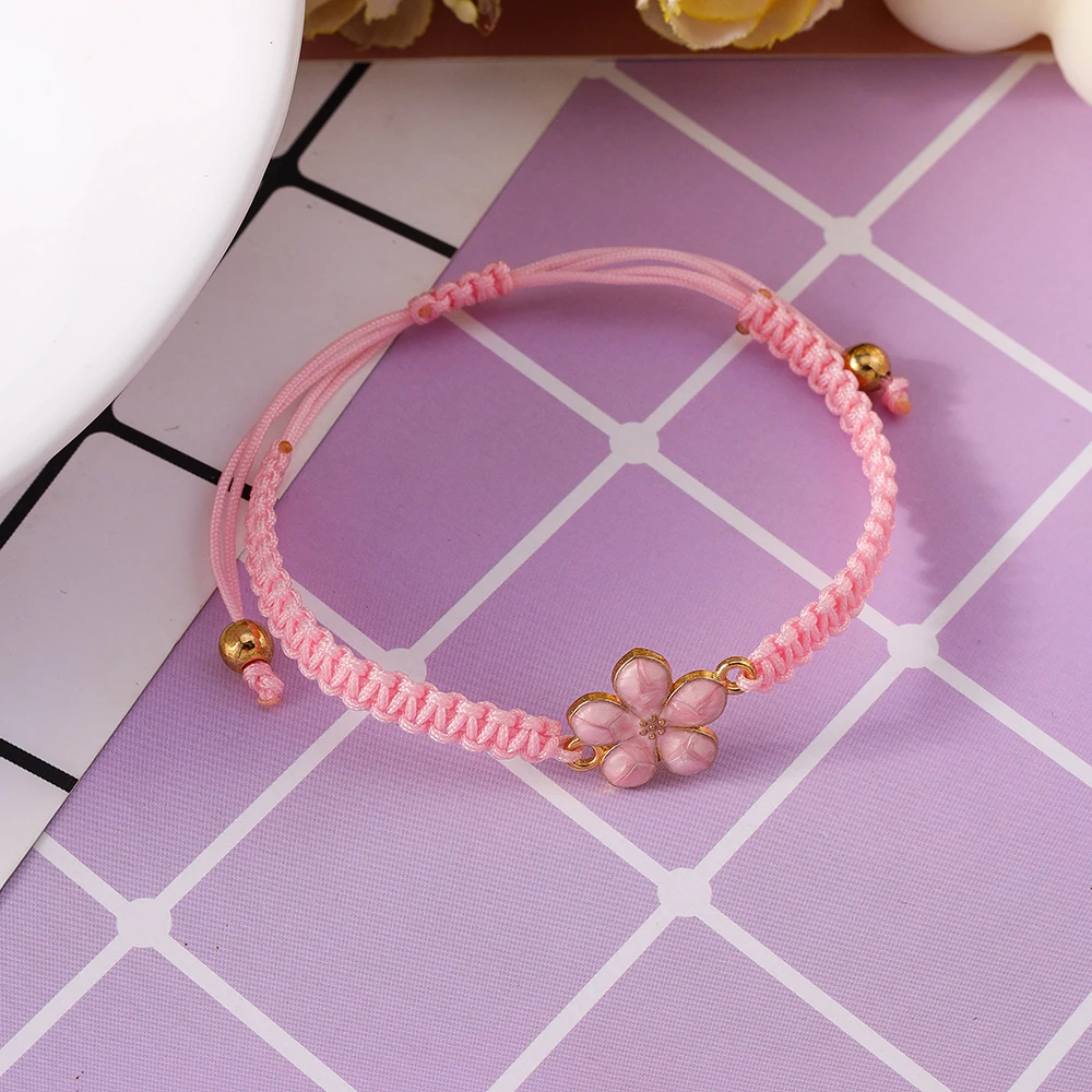 Aihua Fashion Handmade Sakura Daisy Flower Bracelet For Women Girls Sweet Flowers Charm Braided Bracelets & Bangles Jewelry Gift