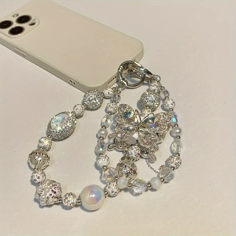 

Color Changing Bead Hanging Chain Butterfly Tassel Boutique Handmade Bead Phone Chain Anti Drop Phone Case Bag Hanging Chain