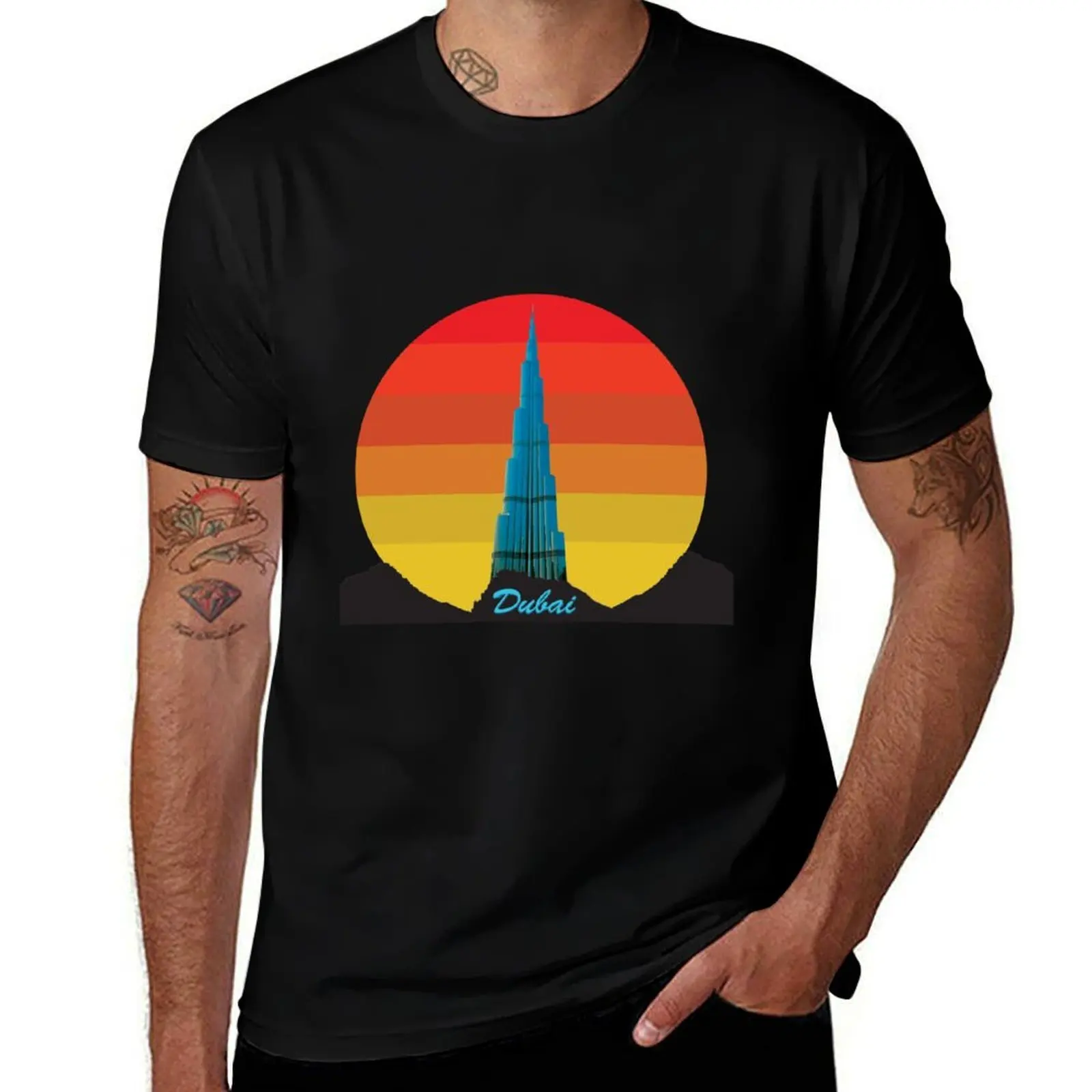 Burj Khalifa Dubai-Sunset- United Arab Emirates T-Shirt t shirt custom print T-Shirt