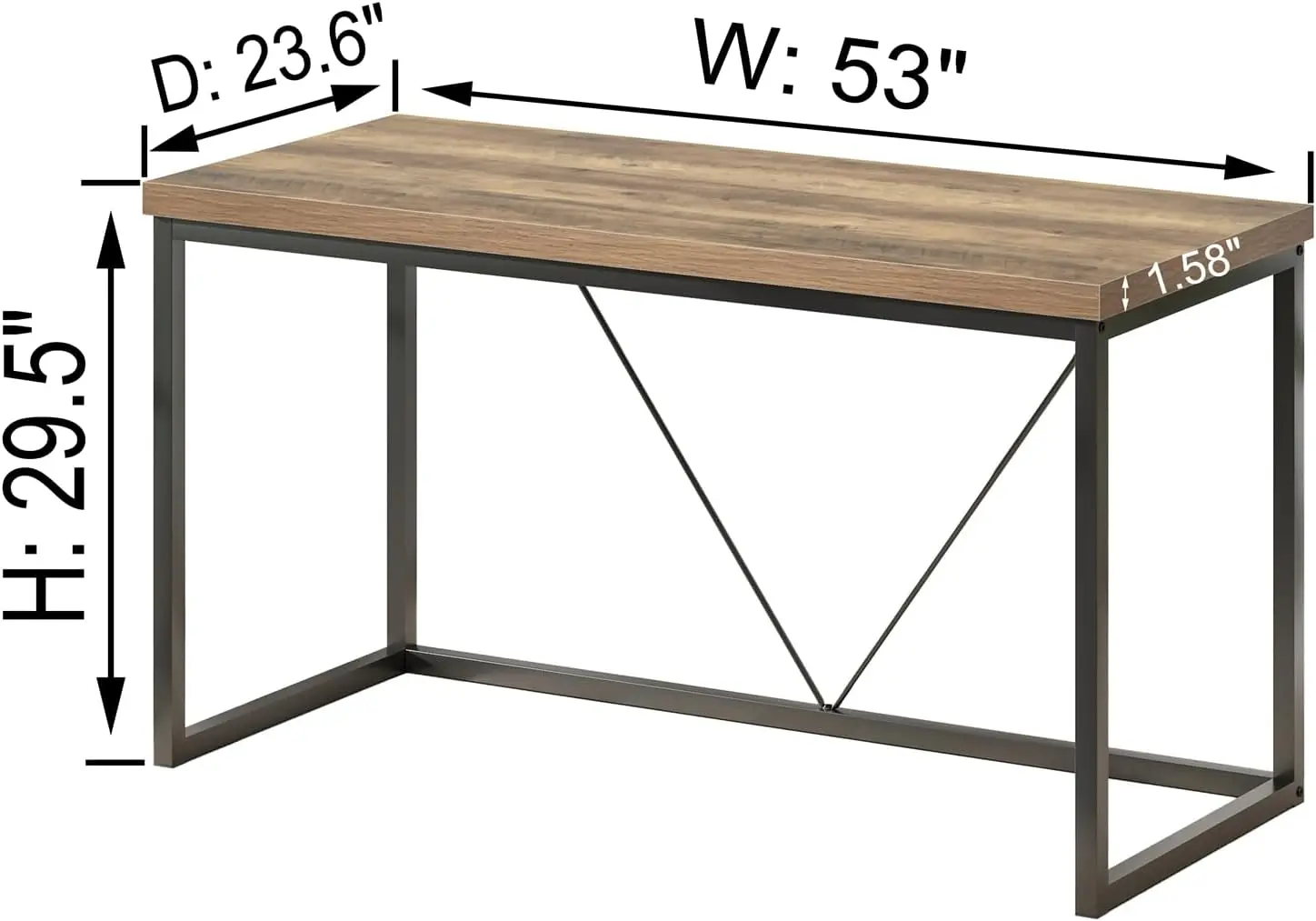 FOLUBAN Modern Home Office Desk, Rustic Wood and Metal Computer Desks, Industrial Study Writing Gaming Table Workstation