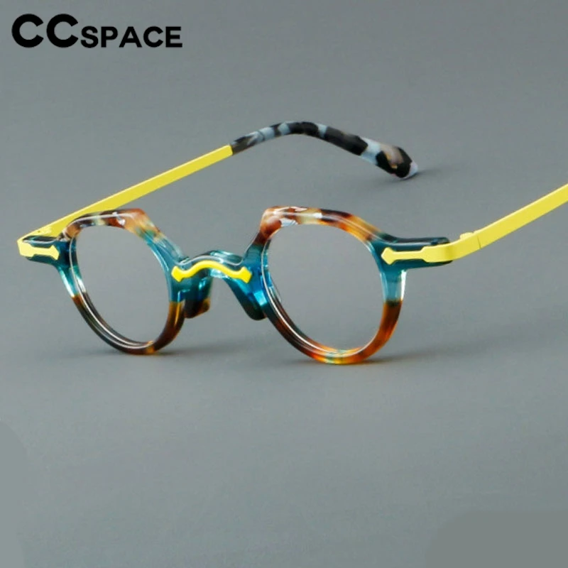 High Quality Small Size Acetate Glasses Frame Round Retro Color-blocked Optical Eyeglass Custom Prescription Spectacles #302177