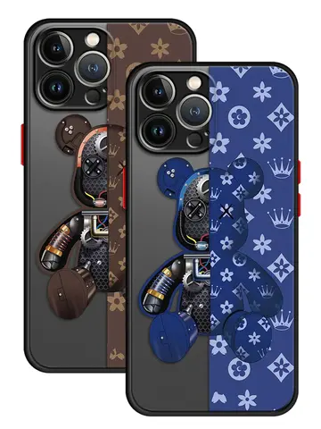Fashionable Robot Bear Brand Phone Case for iPhone 16 15 11 12 13 14 Pro Max 16 Plus 12 Mini 7 8 XR XS 15Pro MAX 16e Cover