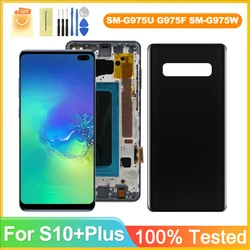 TFT dla Samsung Galaxy S10 Plus S10 + SM-G975U G975F SM-G975W wyświetlacz LCD z ekranem dotykowym z ramką naprawa Digitizer