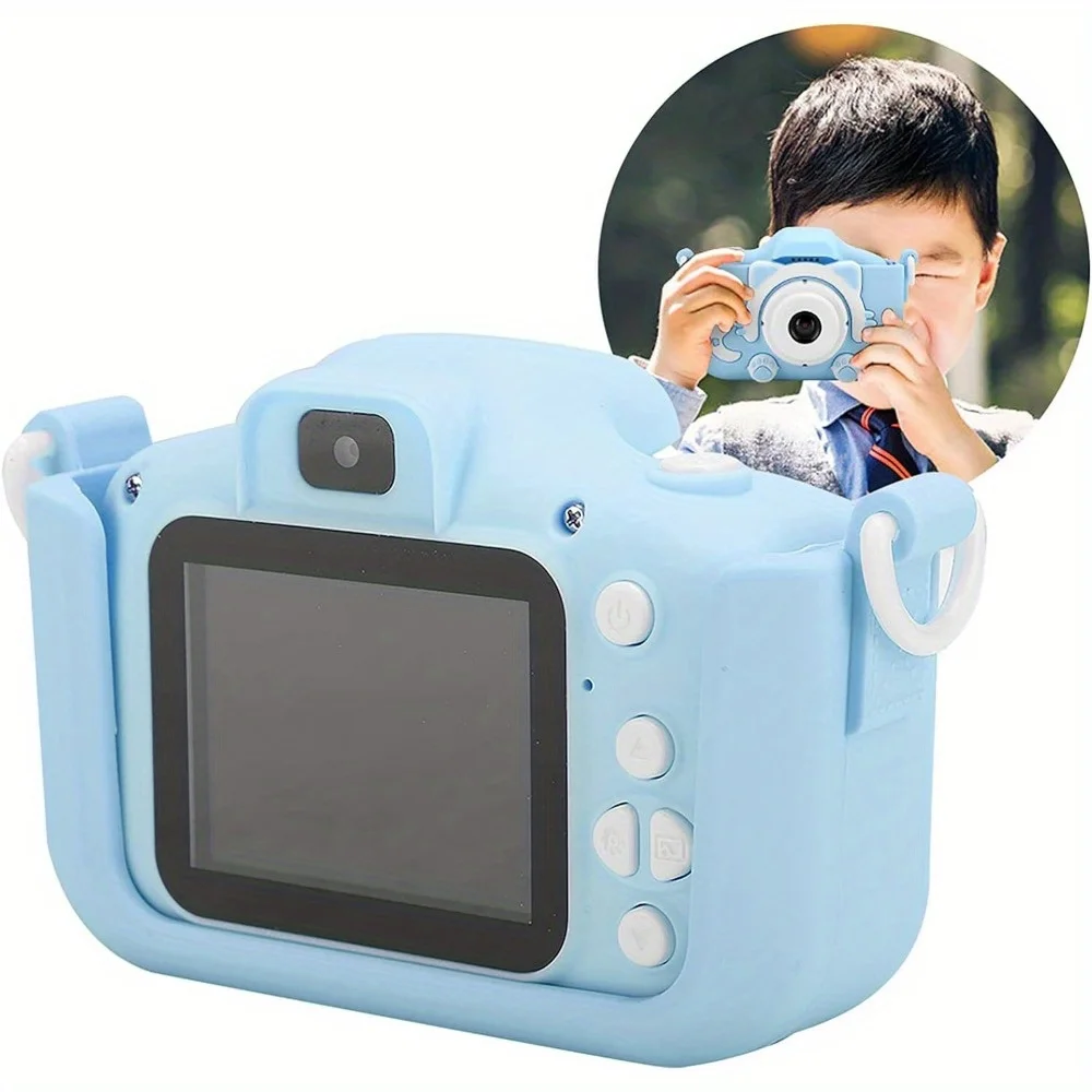 Minor Camera, 12MP Mini Cartoon Kitty Digital Camera Toy with Double Camera for Minor(Blue)