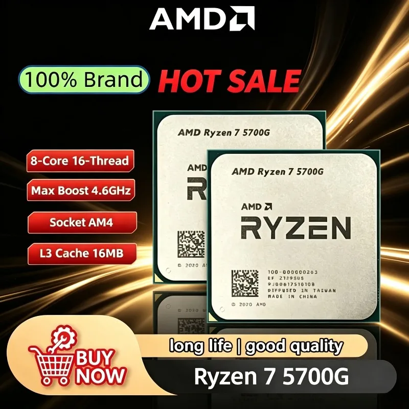 100% Brand New AMD Ryzen 7 5700G CPU R7, 8-Core 16-Thread 4.6GHz, 16MB L3 Cache, AM4 Socket Desktop Processor.