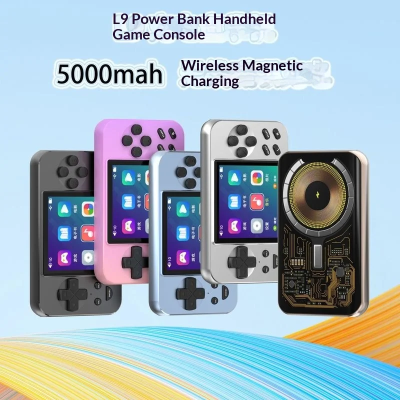 

Bestseller L9 Portable Opensource Handheld Game Console 5000mah Wireless Magnetic Power Bank 10 Emulators 6000+Classic Gba Games
