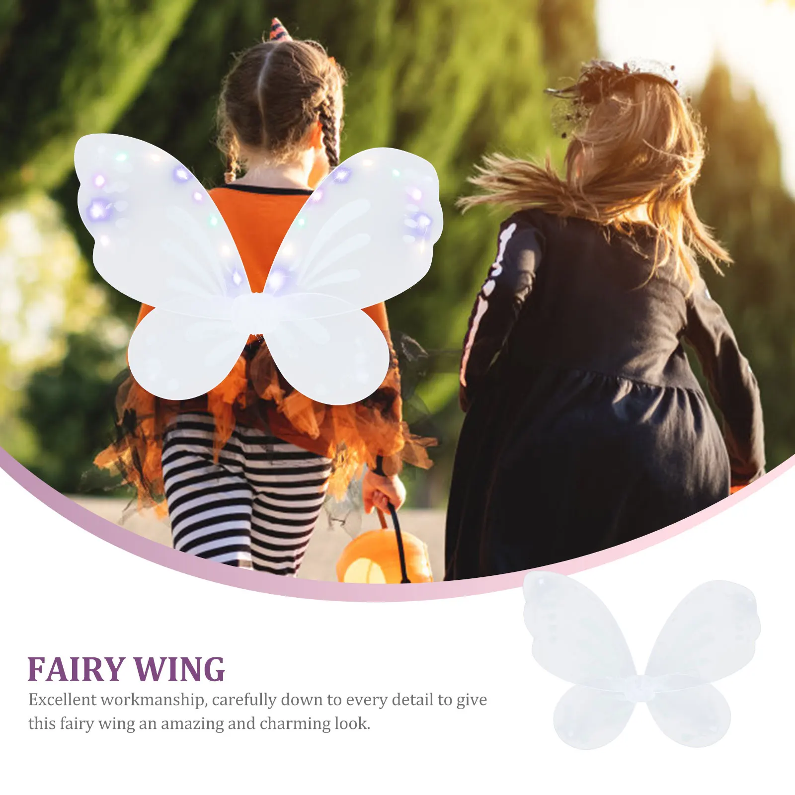 

Glowing Fairy Wings Kids Butterfly Prop White Cosplay Wear Resistant Breathable Material Halloween Stage