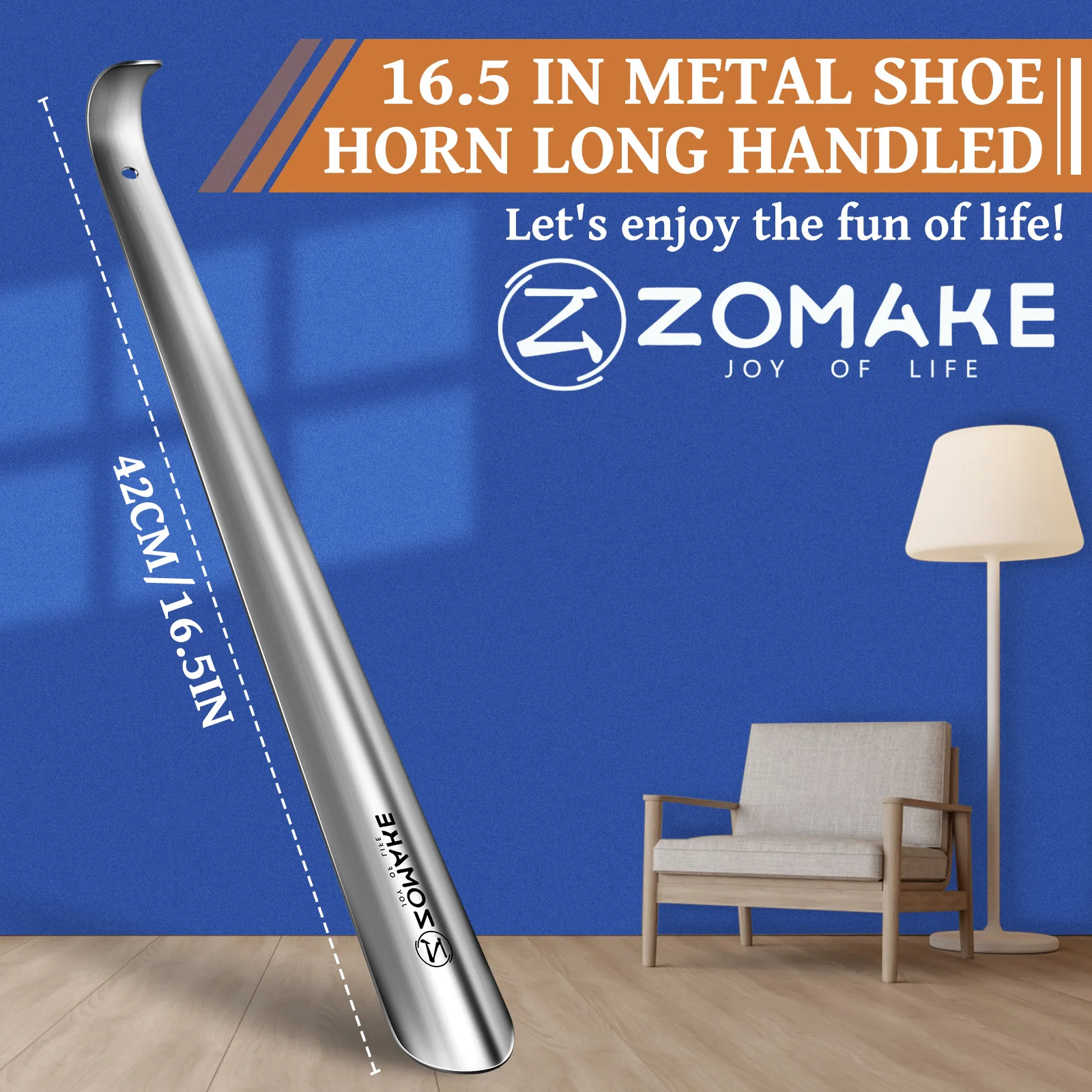 ZOMAKE 2Pcs Long Handle Metal Shoe Horn thickening Stainless Steel Shoe Spoon Shoe Lifter Flexible Sturdy Slip Shoe Accessories