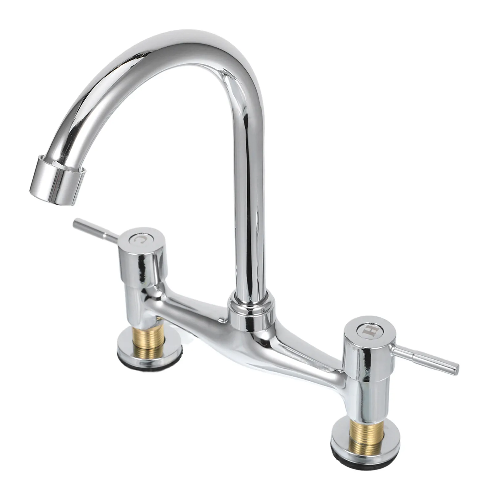 

Dual Handle Kitchen Faucet Rotatable Spout Alloy 2 Way Sink Tap Water Dispenser Replacement For Home Commercial Use