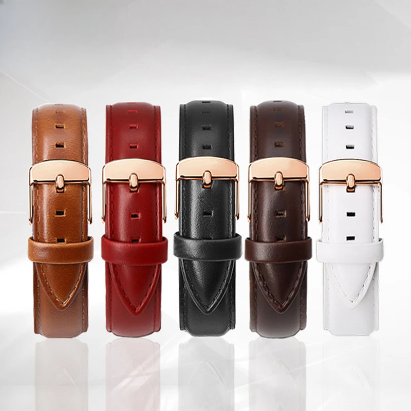 

High Quality Soft Cowhide Genuine Leather Watch Band Straps Premium Business Wristband 14 16 18 20 22mm Flat Universal