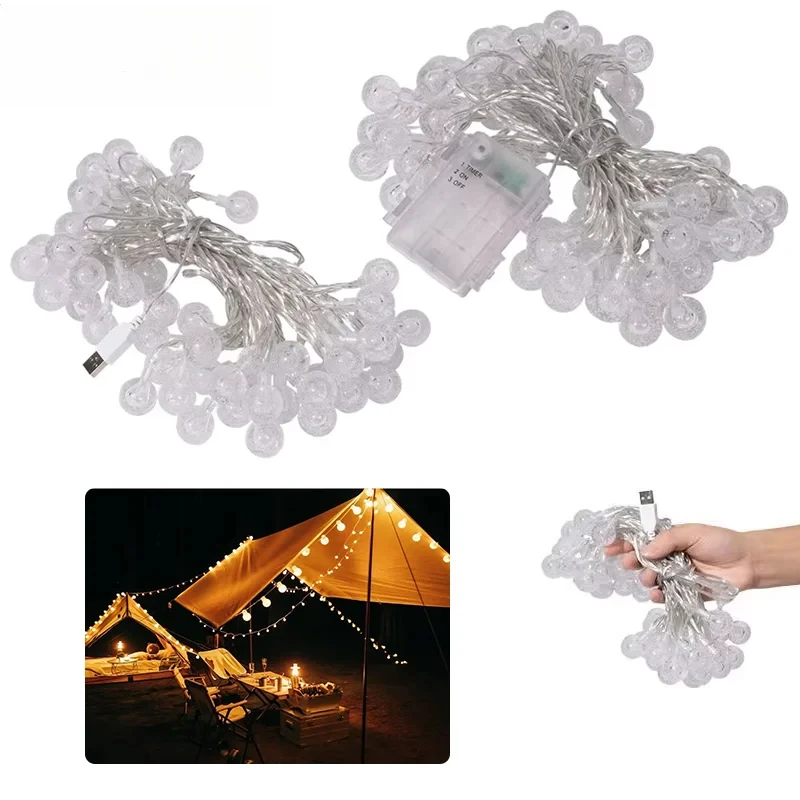 6 متر في الهواء الطلق LED سلسلة ضوء USB/بطارية تعمل بالطاقة الكرة مقاوم للماء حديقة الممر فناء ضوء الزخرفية زينة عيد الميلاد