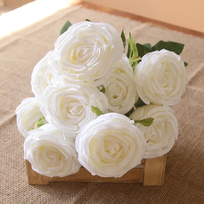 

Simulation Imperial Roses Bouquet Silk Fake Flowers Green Plant Shopping Mall Decoration Artificial Flower Champagne Pink Rose